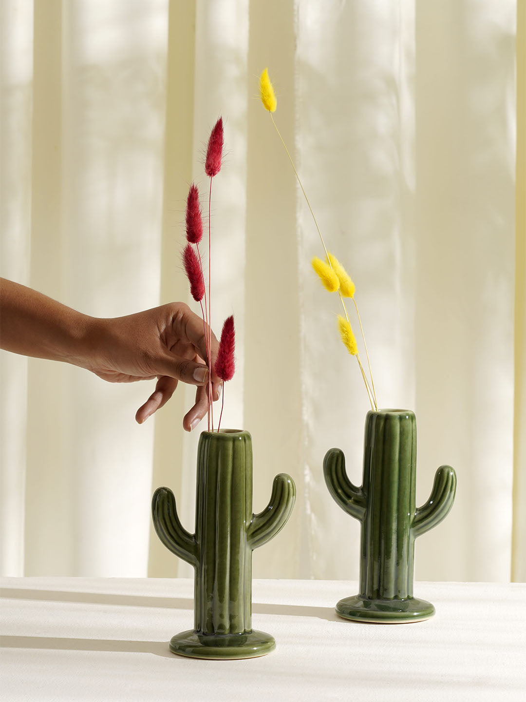 Cactus Vase Green Set of 2