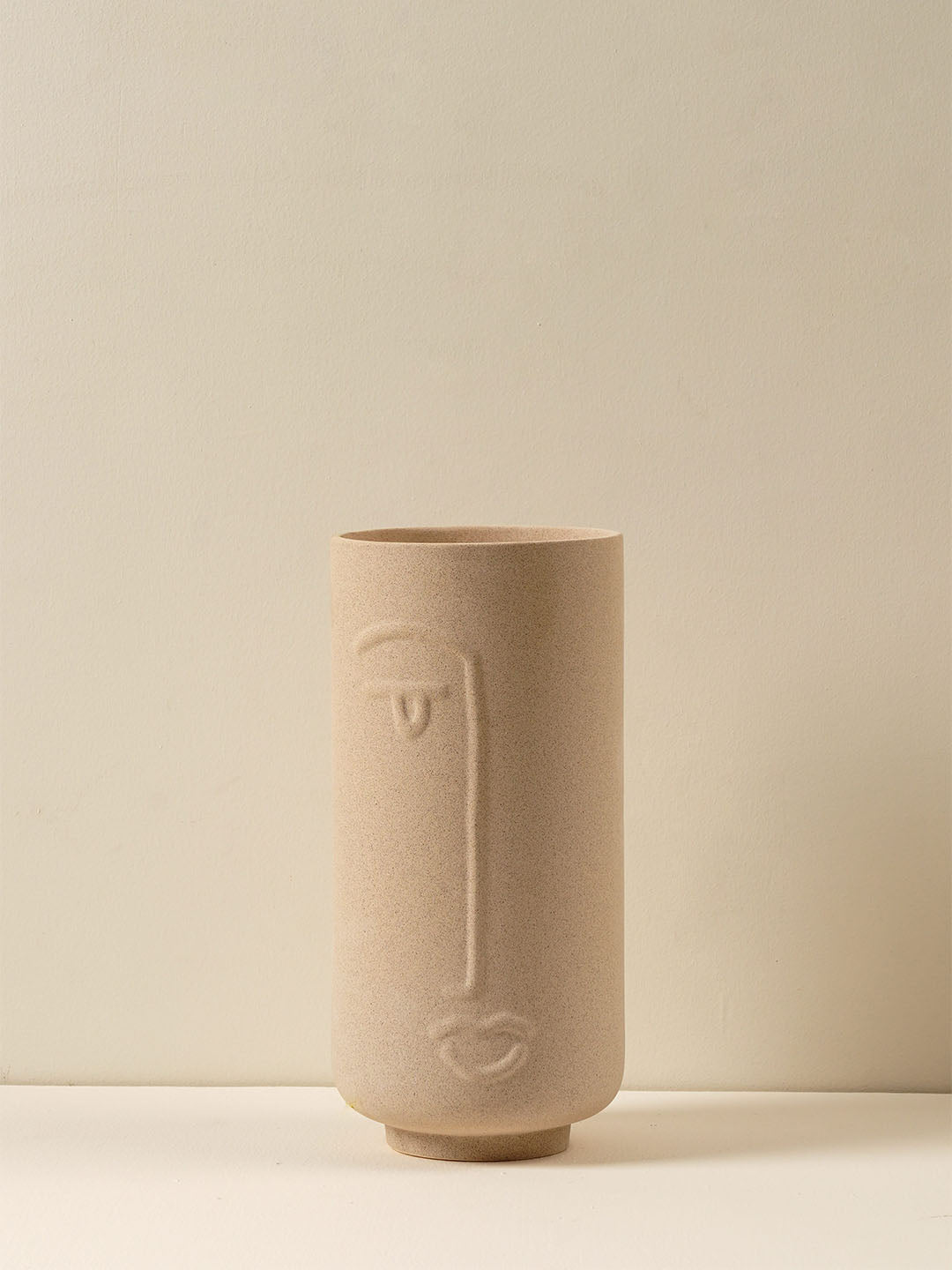 Jizo Japanese Face Vase Biege