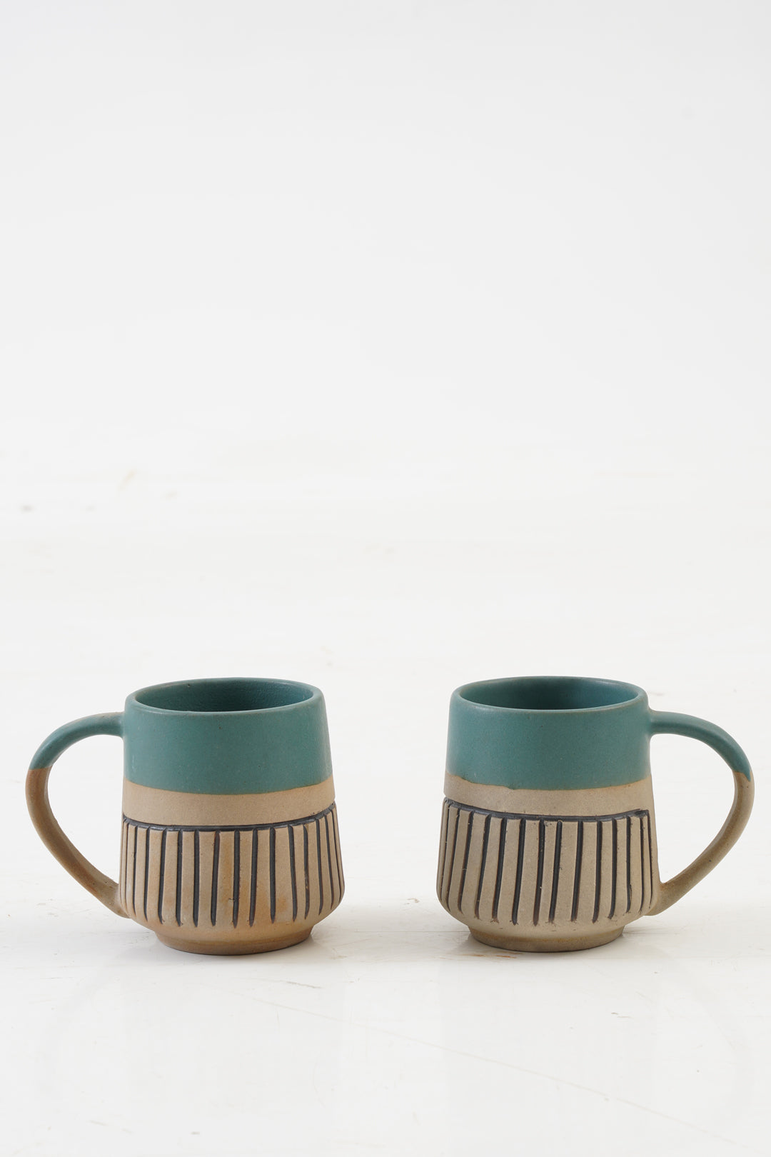 Wavy Dark Green Coffee Mugs set of 2
