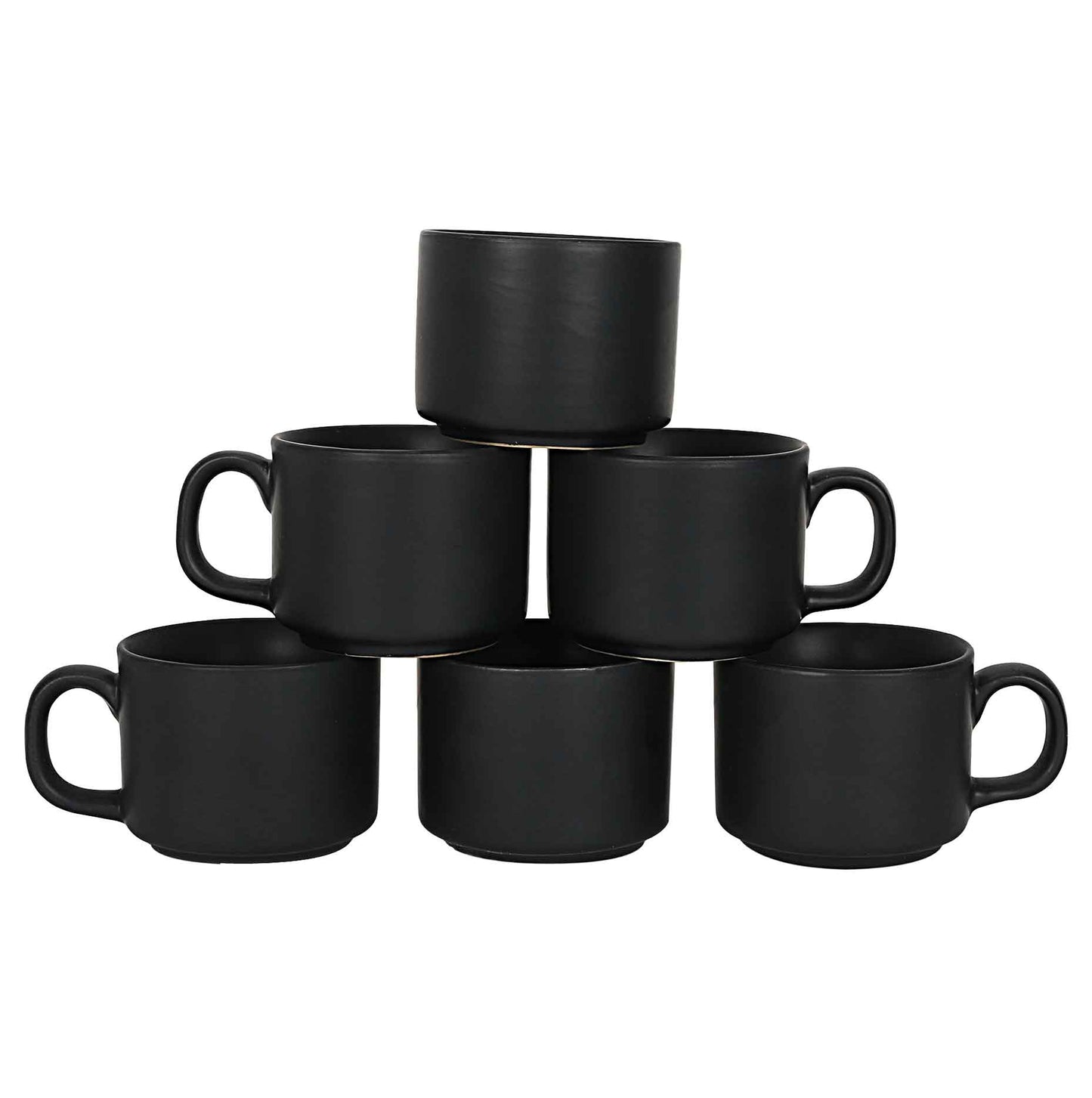 Black Matte Premium Studio Pottery Cup Pack of 6 Set