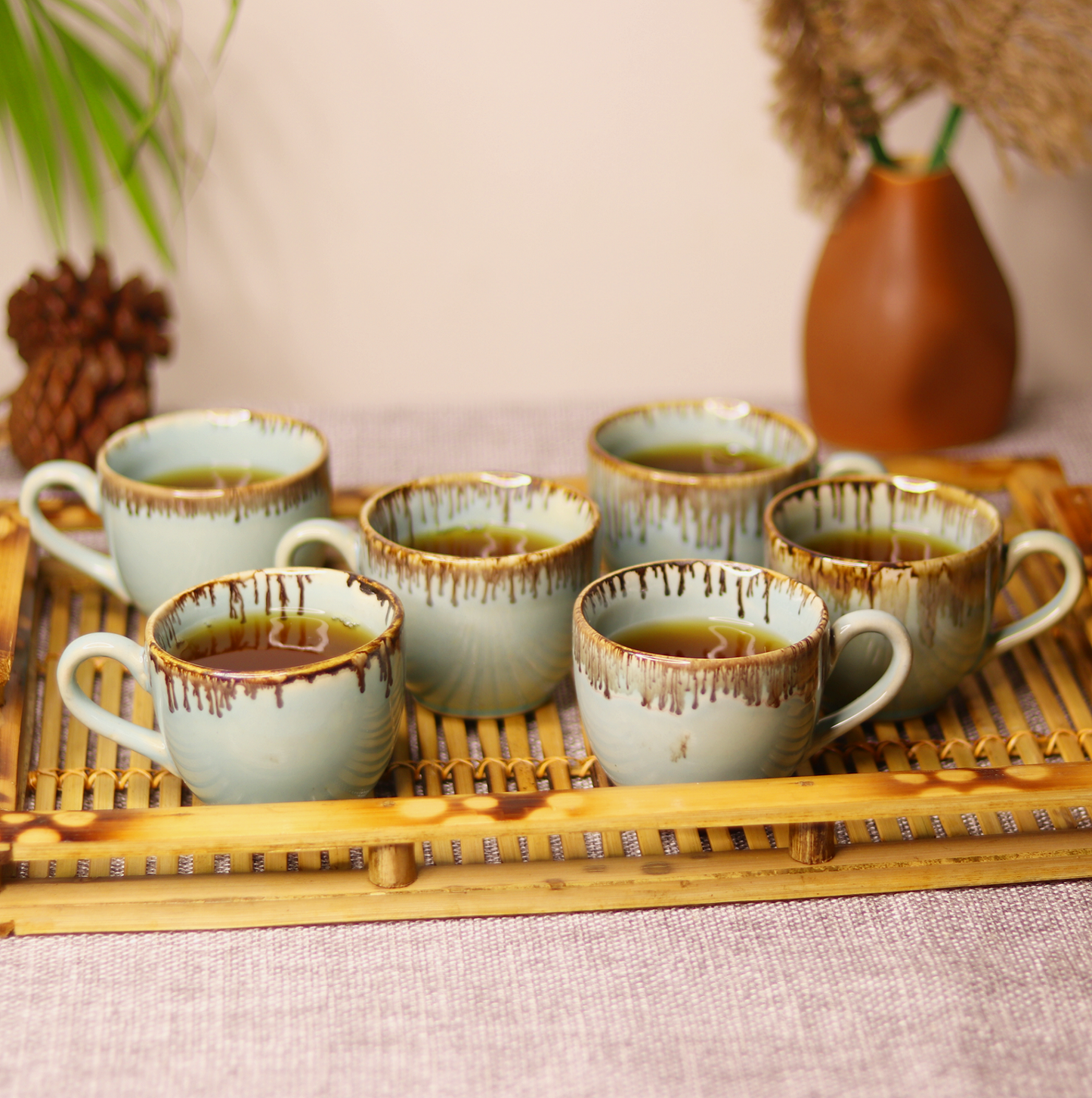 Sea Green Premium Studio Pottery Cup Pack of 6 Set