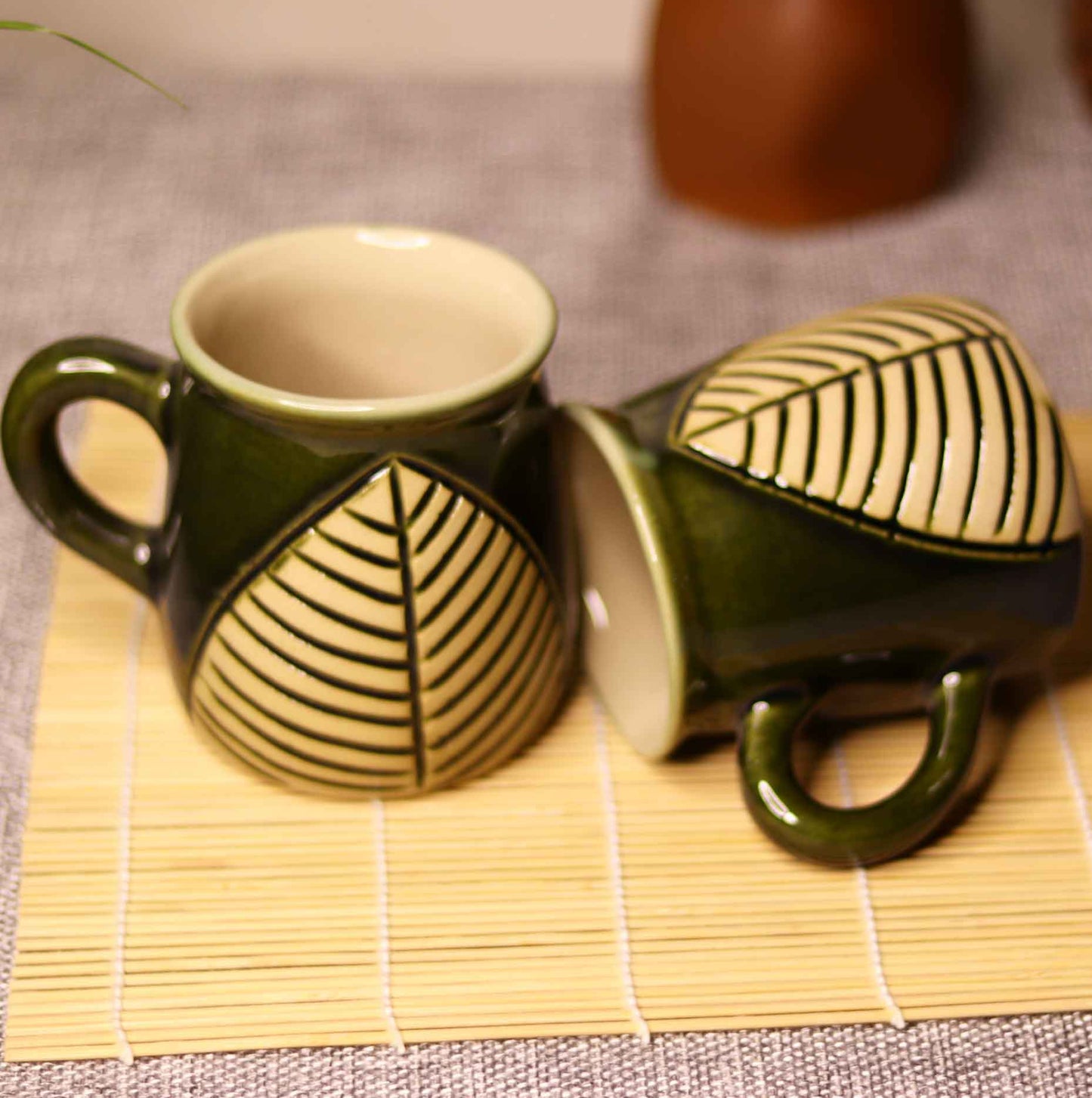 Green Petal Mugs
