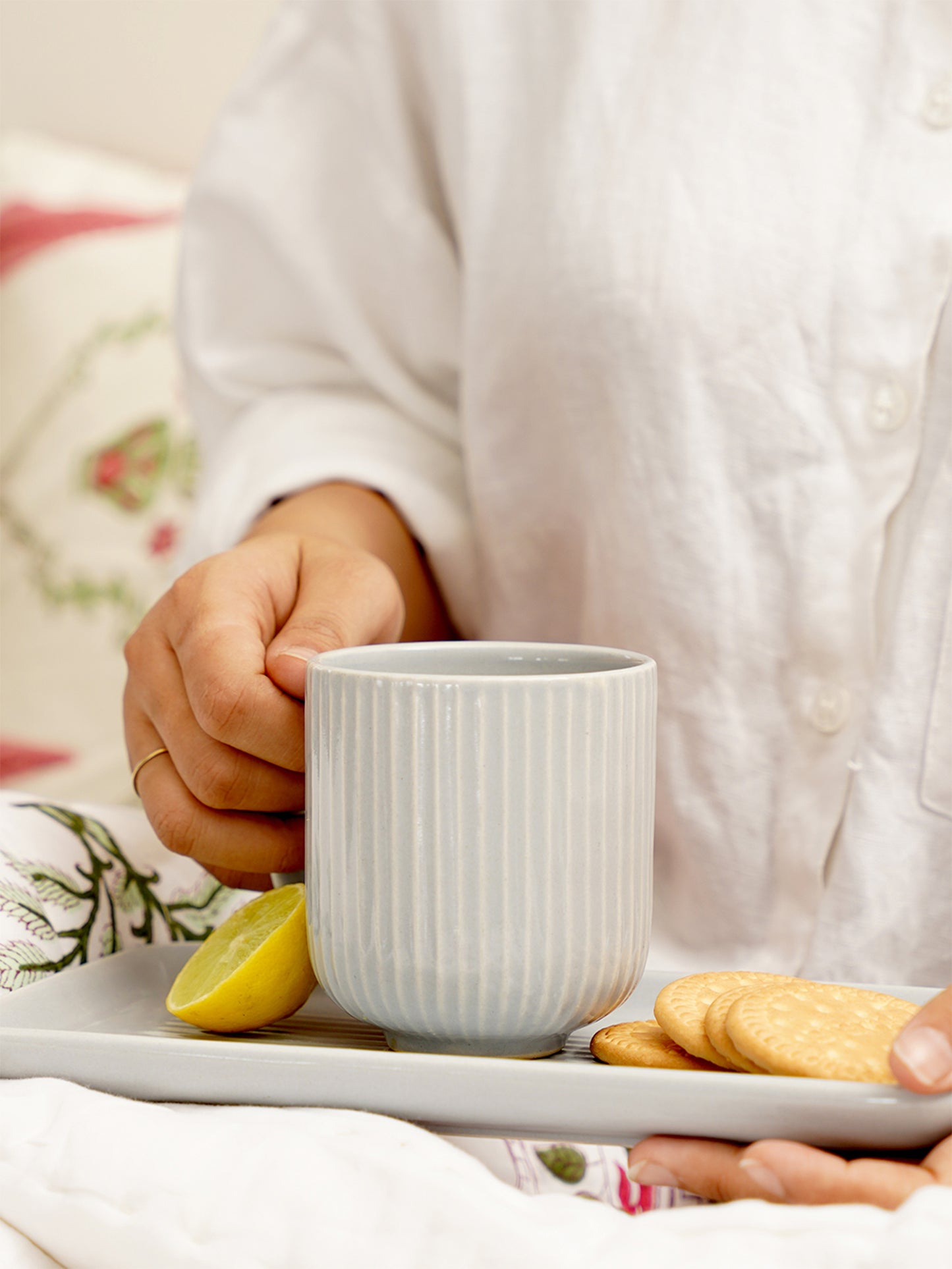 Stripped Mug Tray set