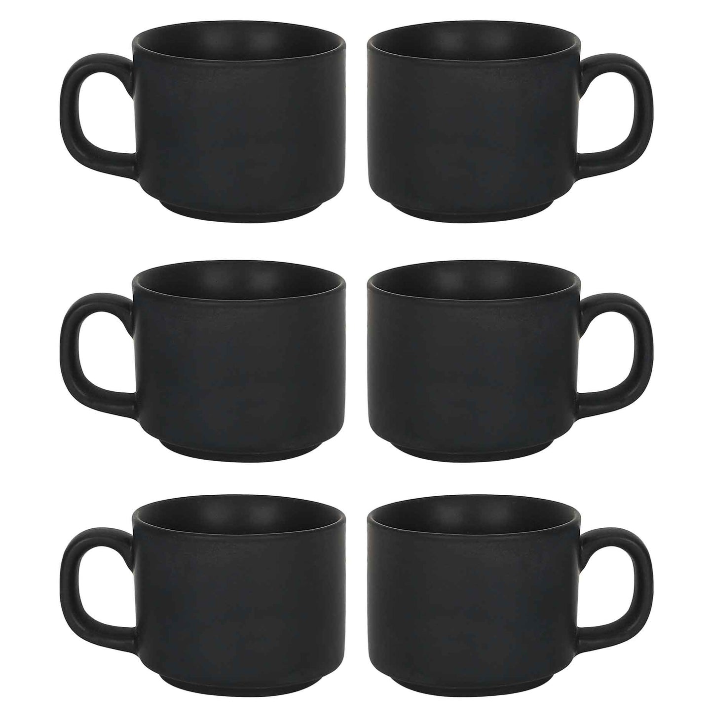 Black Matte Premium Studio Pottery Cup Pack of 6 Set