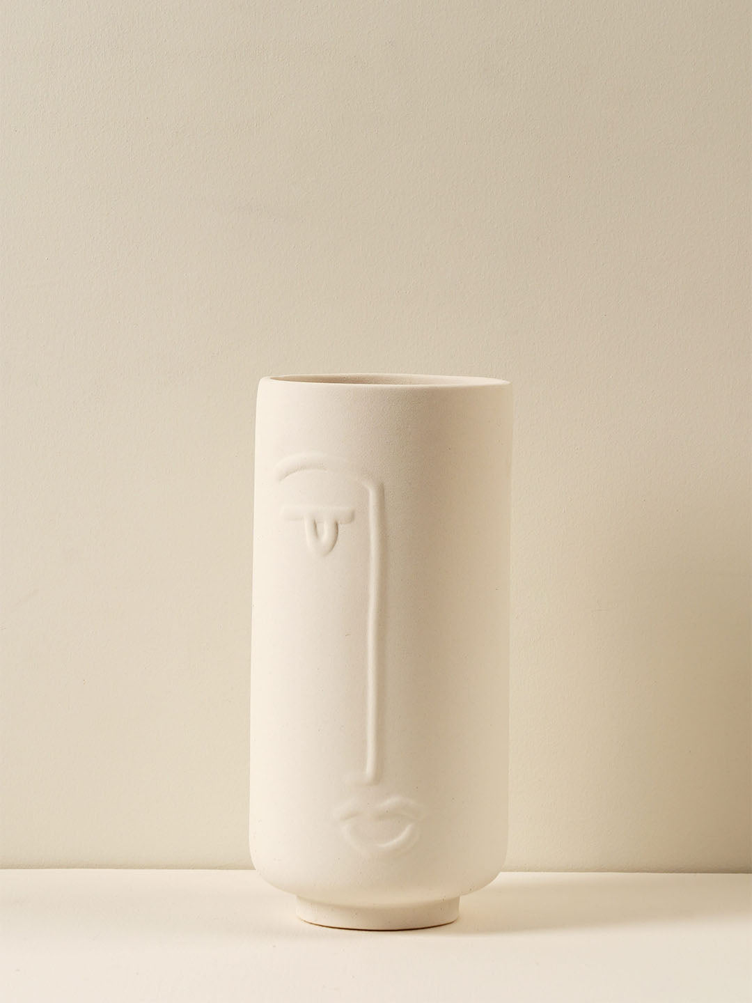 Jizo Japanese Face Vase White