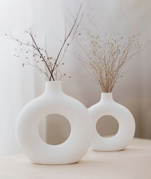 Donut Vase White Set of 2