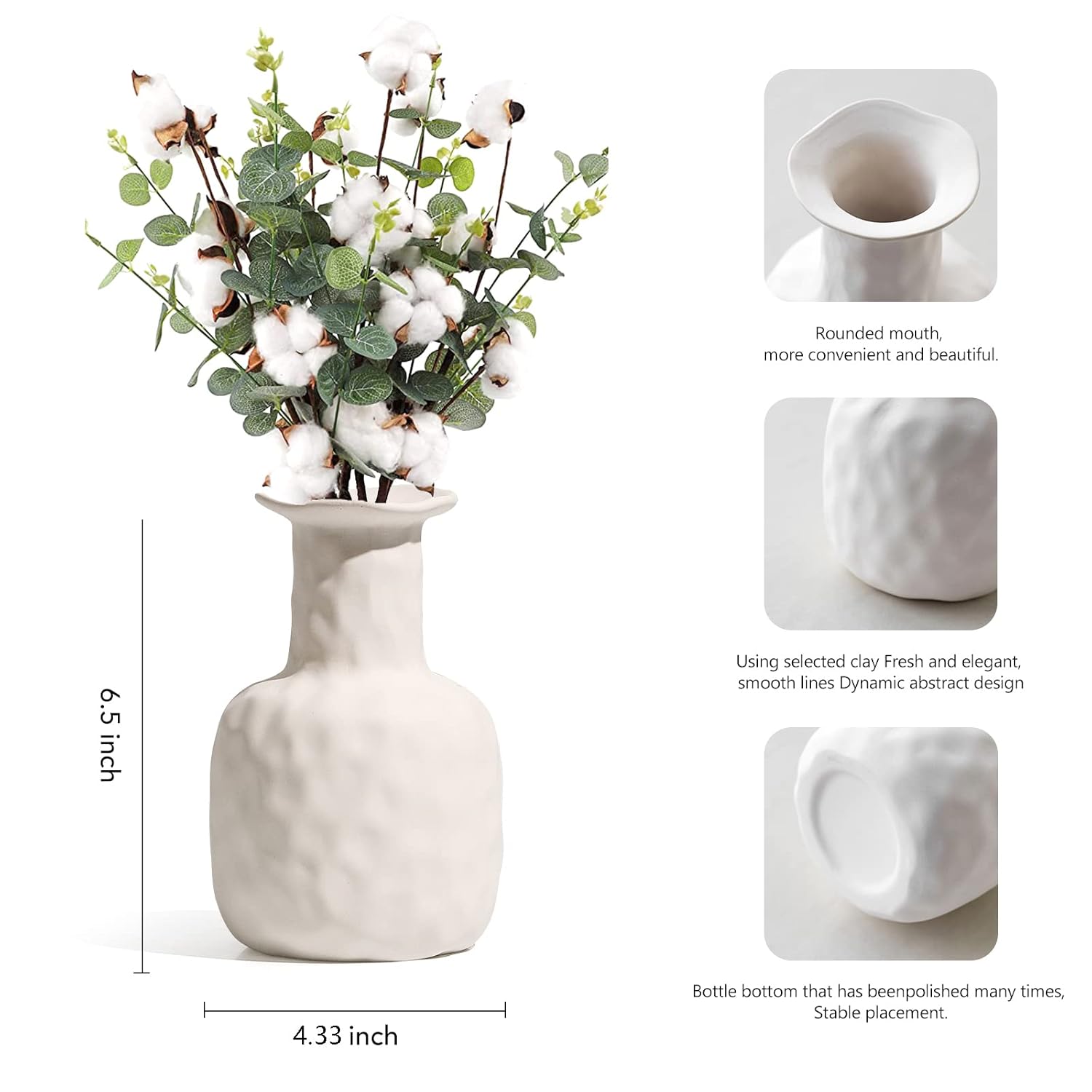 Vintage Roman Boho Bottle Vase - White