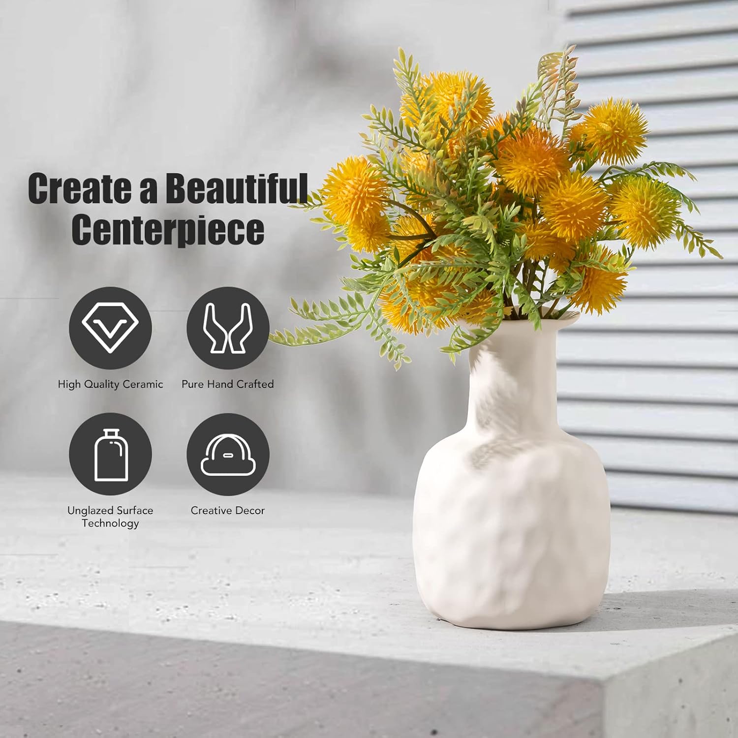 Vintage Roman Boho Bottle Vase - White