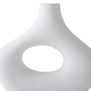 Abstract White Ceramic Donut Vase 5.4 & 7.7 Inch - Set of 2