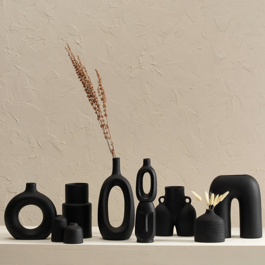 Black Farmhouse Vase Set of 10