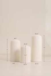 Ribbed Vase Set - White