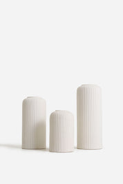 Ribbed Vase Set - White