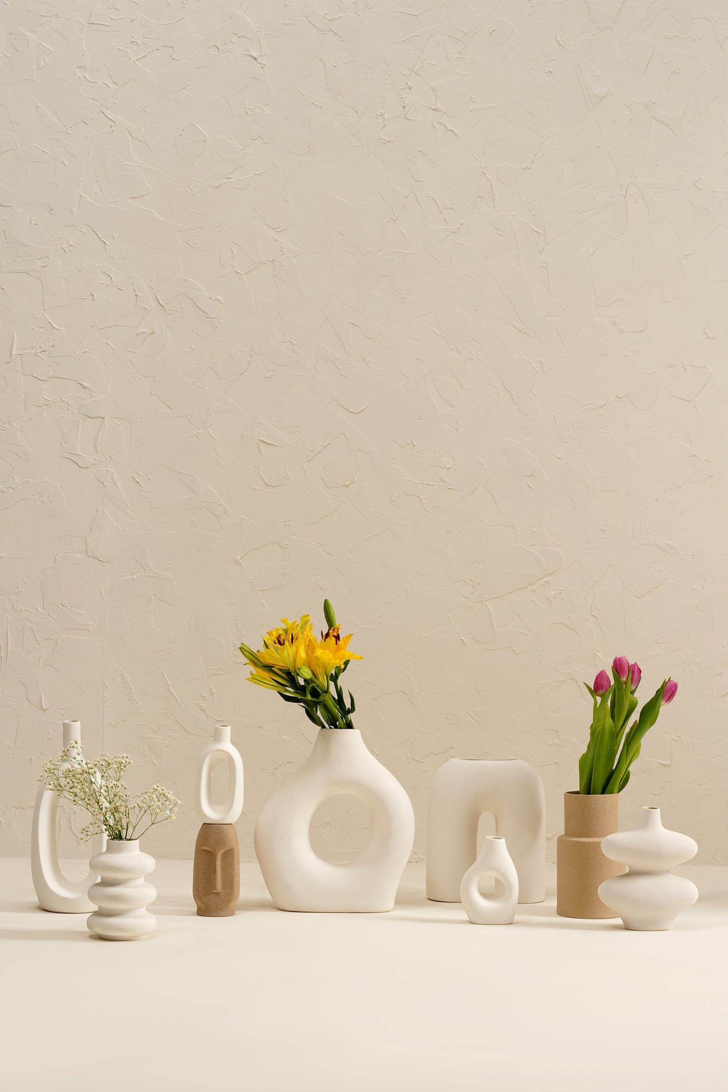 White Farmhouse Vase Set of 9
