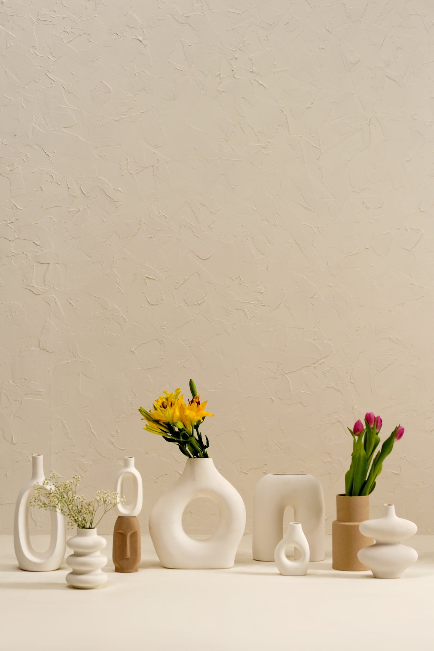 White Farmhouse Vase Set of 9