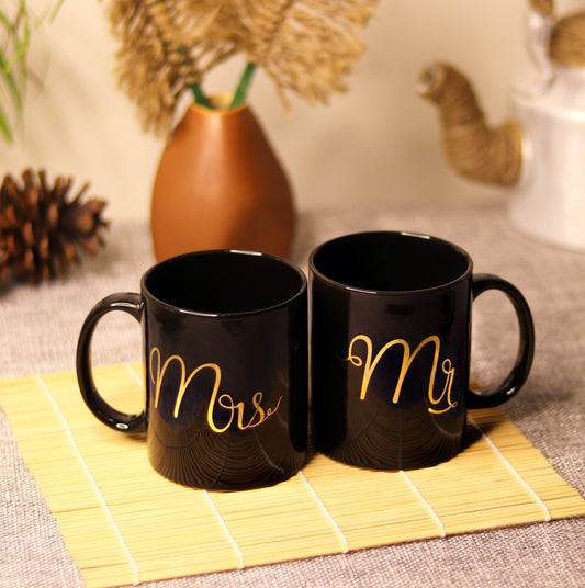Mr & Mrs Gold Mugs Pack of 2