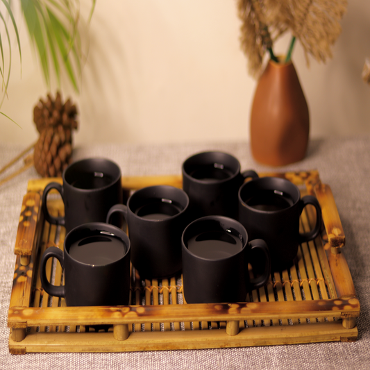 Black Matte Premium Studio Pottery Cup Pack of 6 Set