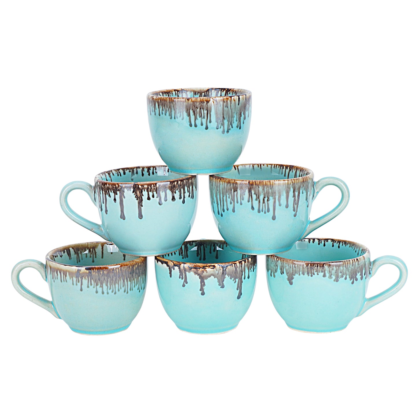 Sea Green Premium Studio Pottery Cup Pack of 6 Set