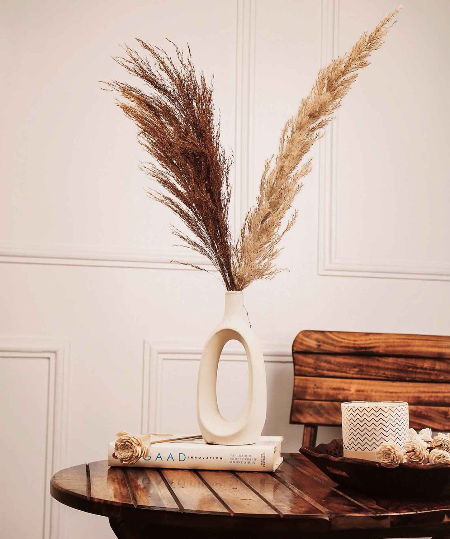 White and Brown Dried Pampas Pack of 10 Stems