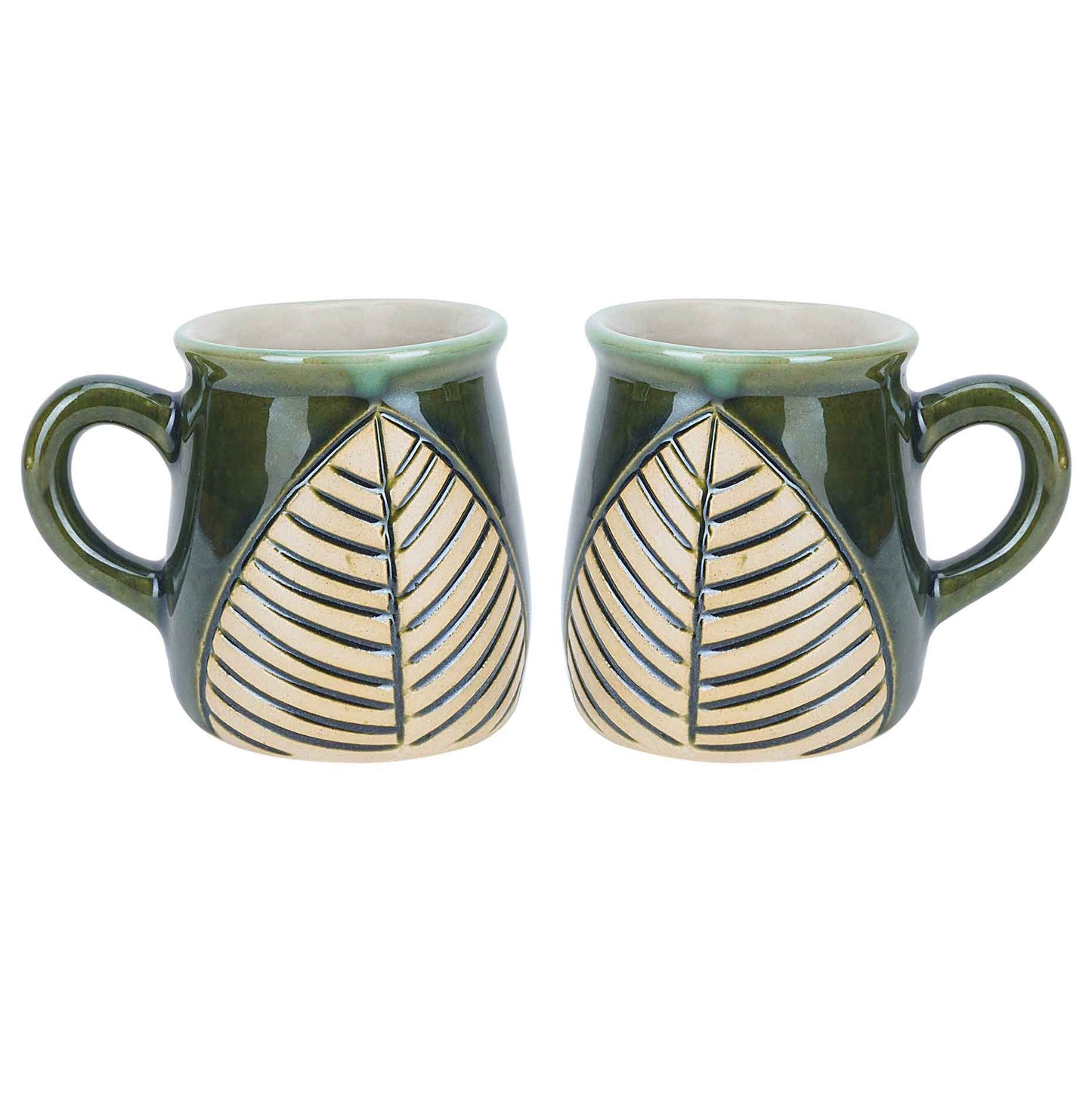 Green Petal Mugs Set of 2