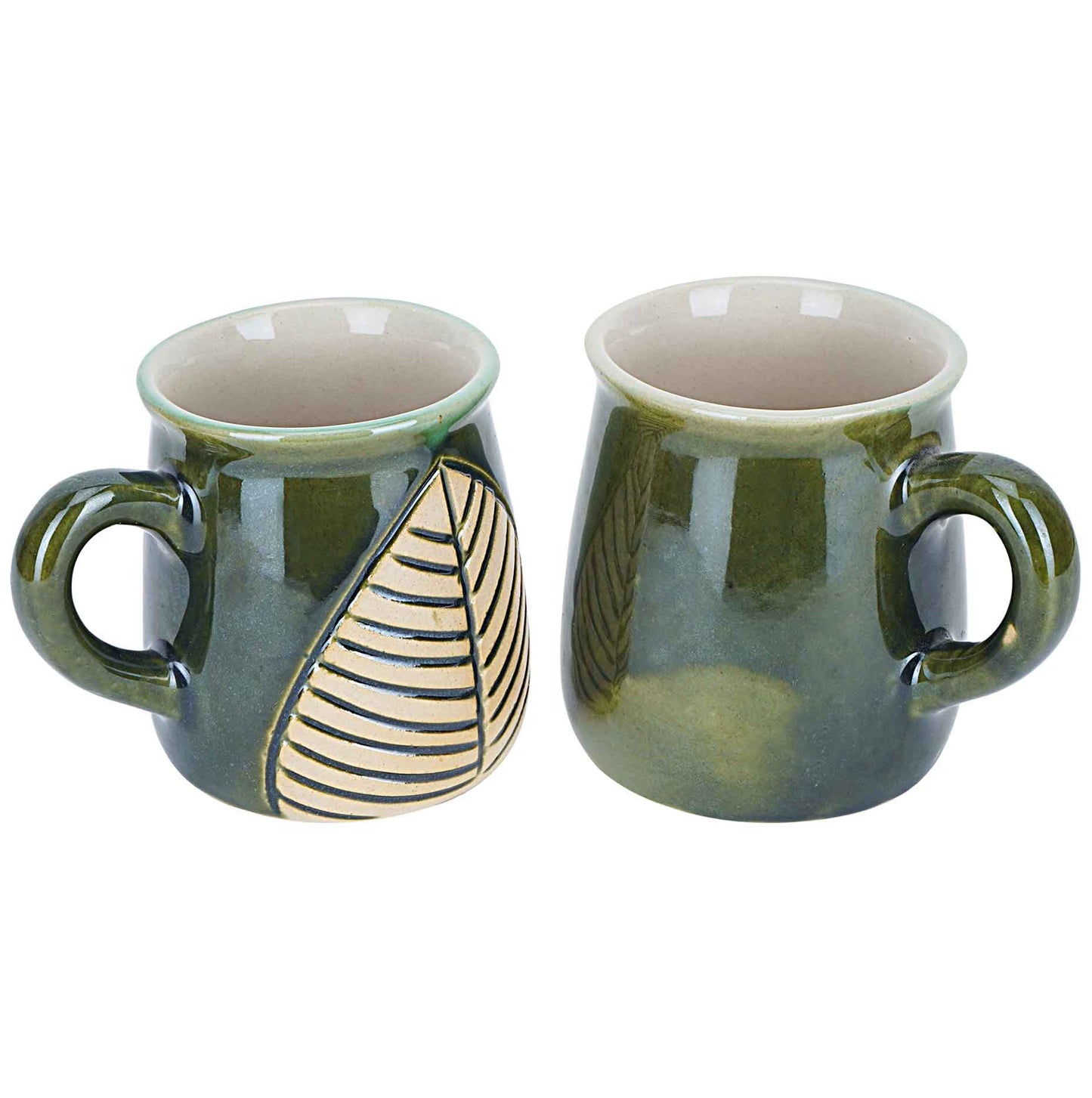 Green Petal Mugs Set of 2