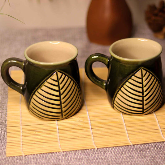 Green Petal Mugs Set of 2
