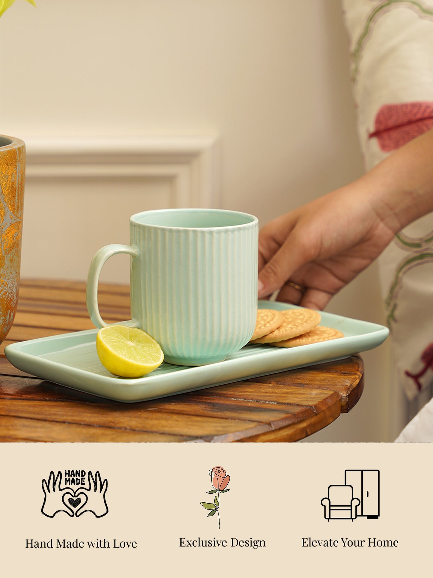 Stripped Mug Tray set