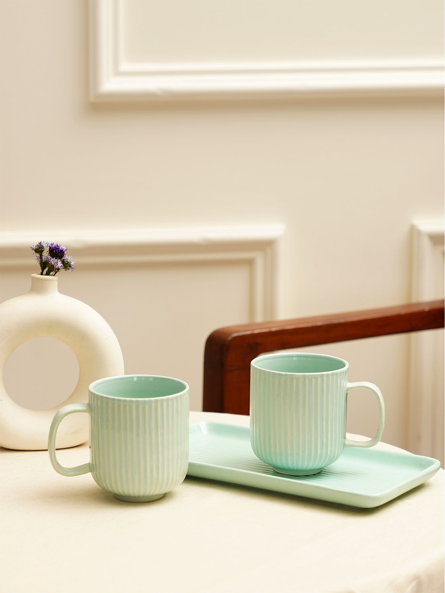 Stripped Mug Tray set